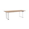 Výškově nastavitelný stůl OfficeTech Strong 200 x 80 cm, bílá podnož, dub