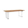 Výškově nastavitelný stůl OfficeTech Strong 200 x 80 cm, bílá podnož, dub zlatý