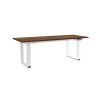 Výškově nastavitelný stůl OfficeTech Strong 200 x 80 cm, bílá podnož, dub silverjack