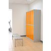 Kovová šatní skříňka - 4 boxy, 60 x 45 x 185 cm, cylindrický zámek, oranžová - ral 2004