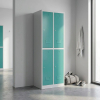 Kovová šatní skříňka - 4 boxy, 60 x 45 x 185 cm, cylindrický zámek, zelená - ral 6033