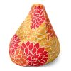 Sedací vak Pear barevné květiny - dětský, červená / žlutá