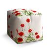 Taburet Cube vlčí máky, bílá / červená