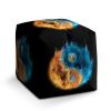 Taburet Cube ohnivé jin a jang, černá