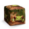 Taburet Cube zelená žába, zelená / hnědá