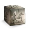 Taburet Cube dva bílí koně, šedá
