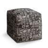 Taburet Cube kreslené mrakodrapy, černá / bílá