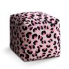 Taburet Cube růžový gepard, růžová