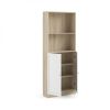 Skříň Bask 79 x 28,3 x 203,2 cm, dveře dřevo, dub sonoma / bílá