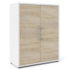 Skříň Modulo 89 x 40 x 113 cm, dveře dřevo, bílá / dub sonoma