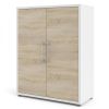 Skříň Modulo 89 x 40 x 113 cm, dveře dřevo, bílá / dub sonoma