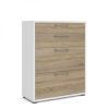 Skříň Modulo 89 x 40 x 113 cm, zásuvky, bílá / dub sonoma