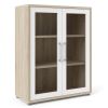 Skříň Modulo 89 x 40 x 113 cm, dveře sklo, dub sonoma / bílá / čirá