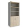 Vysoká skříň SimpleOffice 80 x 40 x 180 cm, dub světlý / šedá