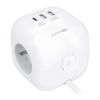 Prodlužovací kabel 3Z + USB - kostka, 2m, vypínač, 3x1,0, bílá