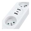 Prodlužovací kabel 2Z + 2x USB A + USB C - 1,5m, 3x1,0, bílá