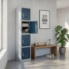 15093 3 kovova satni skrinka 4 boxy 38 x 45 x 185 cm otocny zamek seda ral 7035
