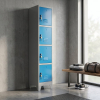 50421 3 kovova satni skrinka 4 boxy 38 x 45 x 195 cm pevne nohy otocny zamek svetle seda ral 7035