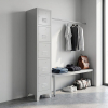 50526 2 kovova satni skrinka 5 boxu 38 x 45 x 195 cm pevne nohy cylindricky zamek svetle seda ral 7035