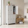 51024 1 kovova satni skrinka 6 boxu 90 x 45 x 196 5 cm nastavitelne nozky otocny zamek svetle seda ral 7035