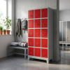 Kovová šatní skříňka - 15 boxů, 90 x 40 x 196,5 cm, nastavitelné nožky, cylindrický zámek, libovolná RAL